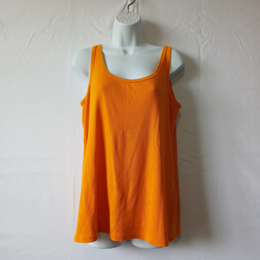 Lane Bryant Orange Tank Top Ribbed "Pretty & Perfect" Sz 2X Casual Beach Work.
